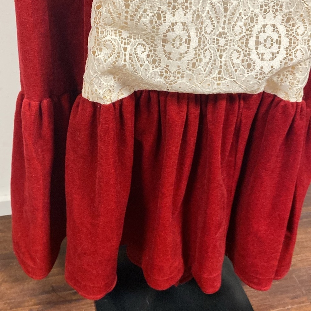 Wine velour sms lace 60s/70s boho maxi dress - Picture 8 of 10